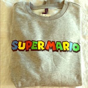 Mens Super Mario crew neck grey sweater H&M